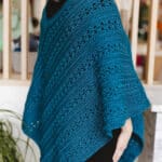Back view of crochet poncho.