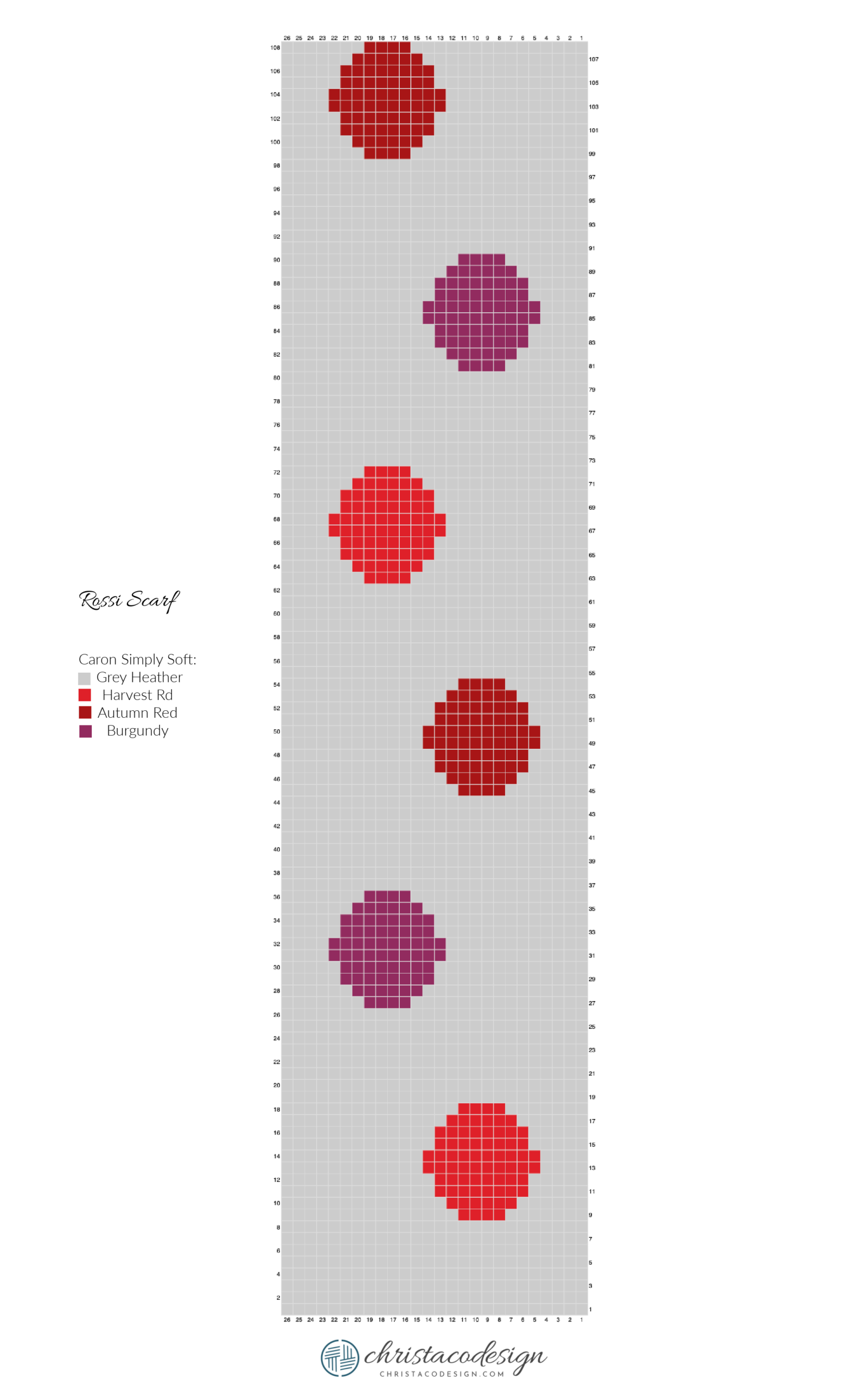 Color work graph for Rossi Scarf.