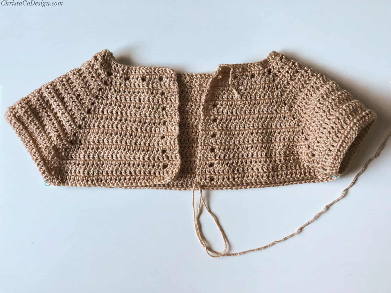 Yoke for top down crochet cardigan.